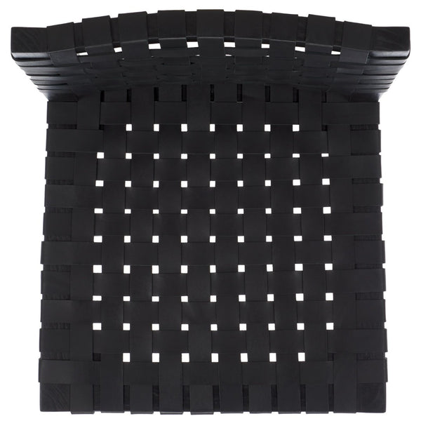 Safavieh Sorrento Dining Chair - Modern Teak Frame With Woven Leather Bands For Stylish Coastal Dining Spaces Black / Black DCH1208B