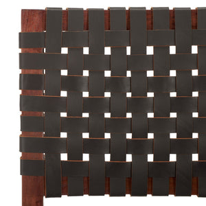 Safavieh Sorrento Dining Chair - Modern Teak Frame With Woven Leather Bands For Stylish Coastal Dining Spaces Brown / Brown DCH1208C