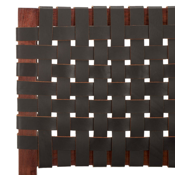 Safavieh Sorrento Dining Chair - Modern Teak Frame With Woven Leather Bands For Stylish Coastal Dining Spaces Brown / Brown DCH1208C