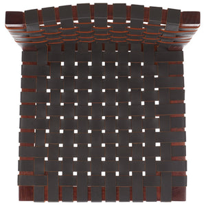 Safavieh Sorrento Dining Chair - Modern Teak Frame With Woven Leather Bands For Stylish Coastal Dining Spaces Brown / Brown DCH1208C