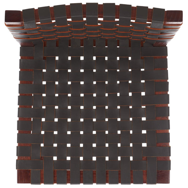 Safavieh Sorrento Dining Chair - Modern Teak Frame With Woven Leather Bands For Stylish Coastal Dining Spaces Brown / Brown DCH1208C