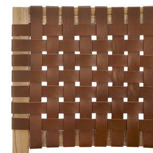 Safavieh Sorrento Dining Chair - Modern Teak Frame With Woven Leather Bands For Stylish Coastal Dining Spaces Light Honey / Natural DCH1208D