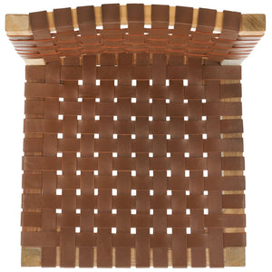 Safavieh Sorrento Dining Chair - Modern Teak Frame With Woven Leather Bands For Stylish Coastal Dining Spaces Light Honey / Natural DCH1208D