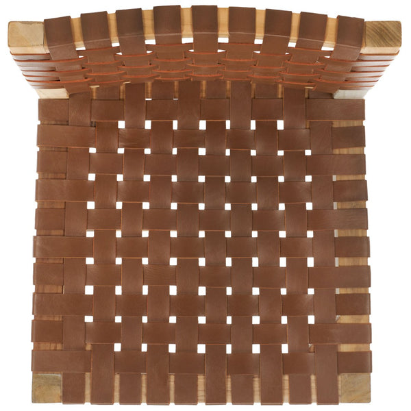 Safavieh Sorrento Dining Chair - Modern Teak Frame With Woven Leather Bands For Stylish Coastal Dining Spaces Light Honey / Natural DCH1208D