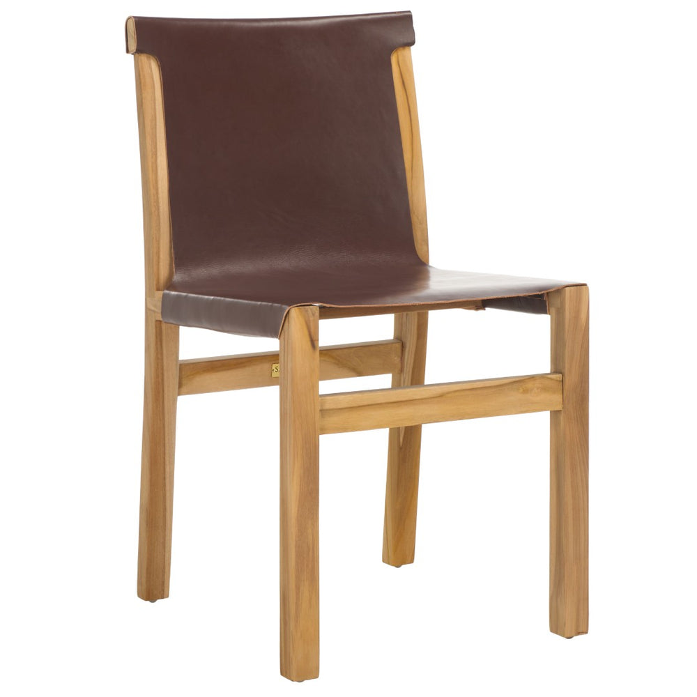 Safavieh Arian Dining Chair - Rustic Vintage Sling Design With Durable Leather And Stylish Teak Legs For Comfort Cognac / Natural DCH1209A