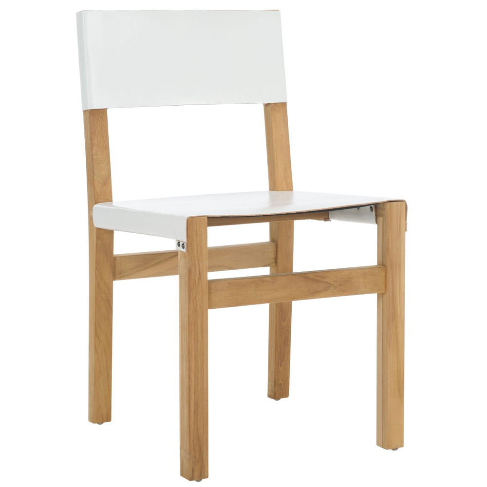 Safavieh Romee Dining Chair - Modern Ergonomic Leather Seat With Rustic Teak Frame For Timeless Elegance White / Natural DCH1210B