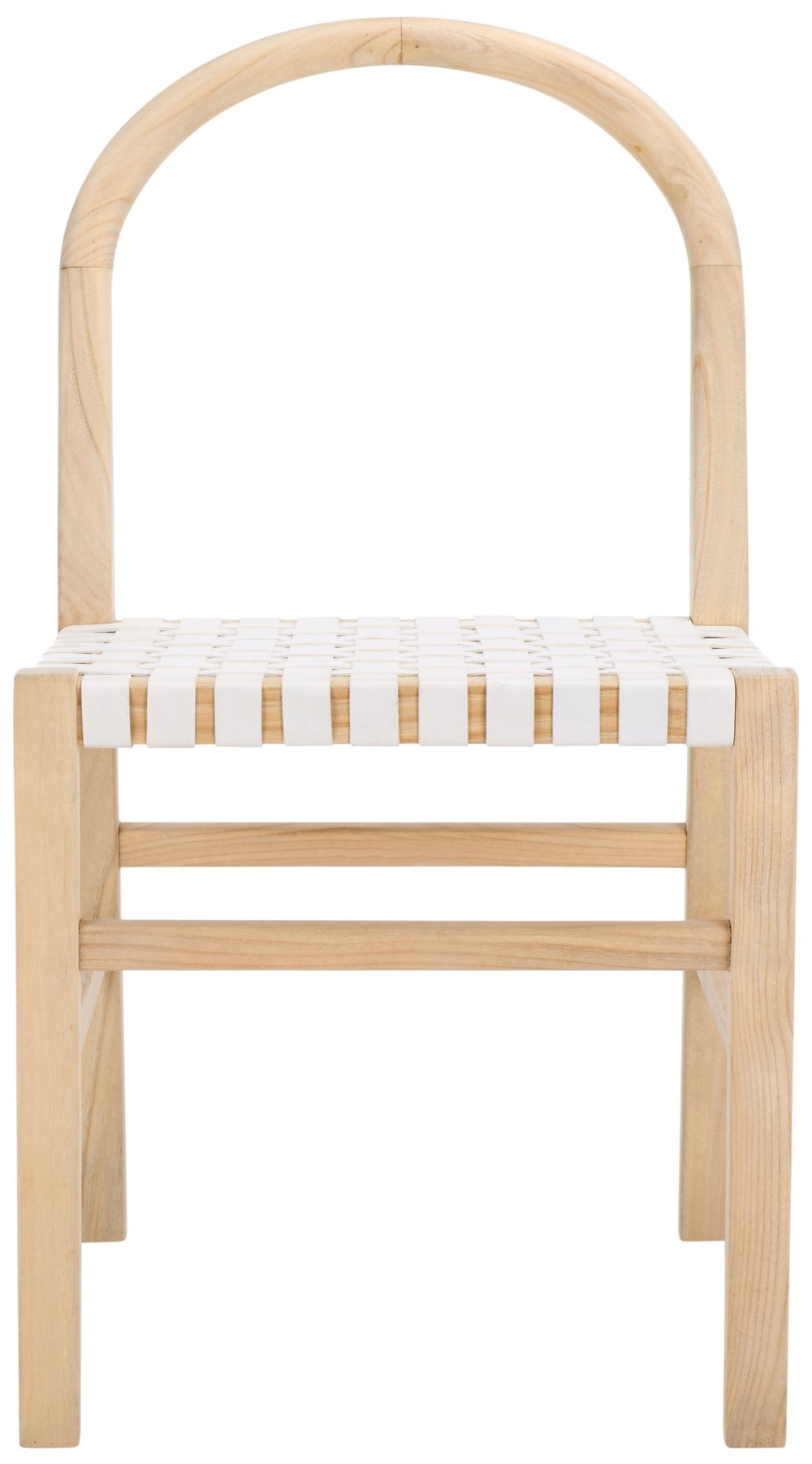Safavieh Kinzee Dining Chair - Modern Woven White Leather & Natural Sungkai Wood, Stylish Accent For Any Space DCH1211A
