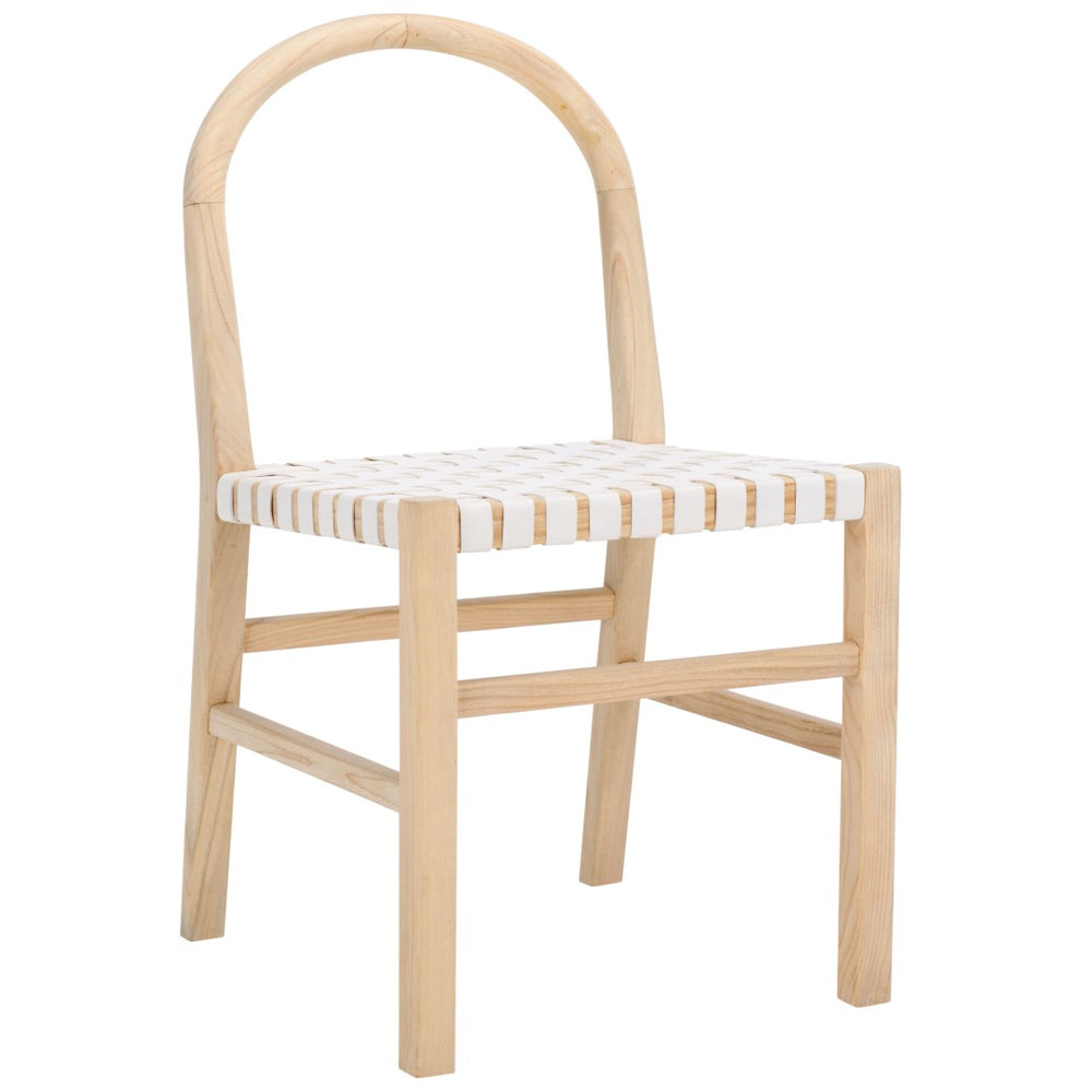 Safavieh Kinzee Dining Chair - Modern Woven White Leather & Natural Sungkai Wood, Stylish Accent For Any Space DCH1211A