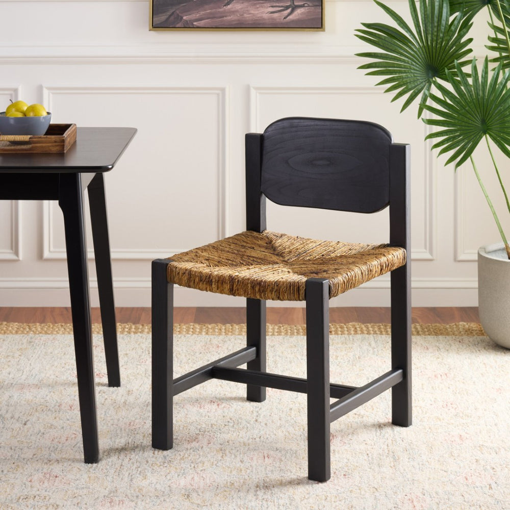 Safavieh Aristedes Dining Chair - Elegant Natural Banana Leaf & Black Sungkai Wood For Modern Comfort DCH1212A
