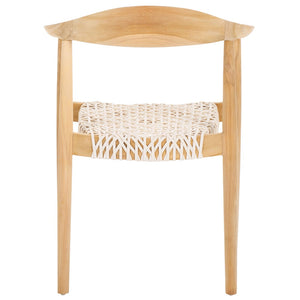 Safavieh BANDELIER Stacking Dining Chair - Modern Sculptural Design with Premium Leather and Wood Durability White / Natural DCH1216A-SET2