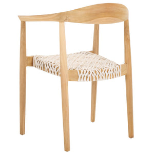 Safavieh BANDELIER Stacking Dining Chair - Modern Sculptural Design with Premium Leather and Wood Durability White / Natural DCH1216A-SET2