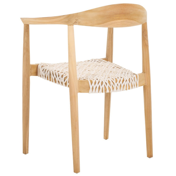Safavieh BANDELIER Stacking Dining Chair - Modern Sculptural Design with Premium Leather and Wood Durability White / Natural DCH1216A-SET2