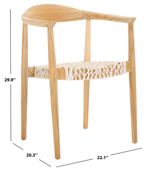Safavieh BANDELIER Stacking Dining Chair - Modern Sculptural Design with Premium Leather and Wood Durability White / Natural DCH1216A-SET2