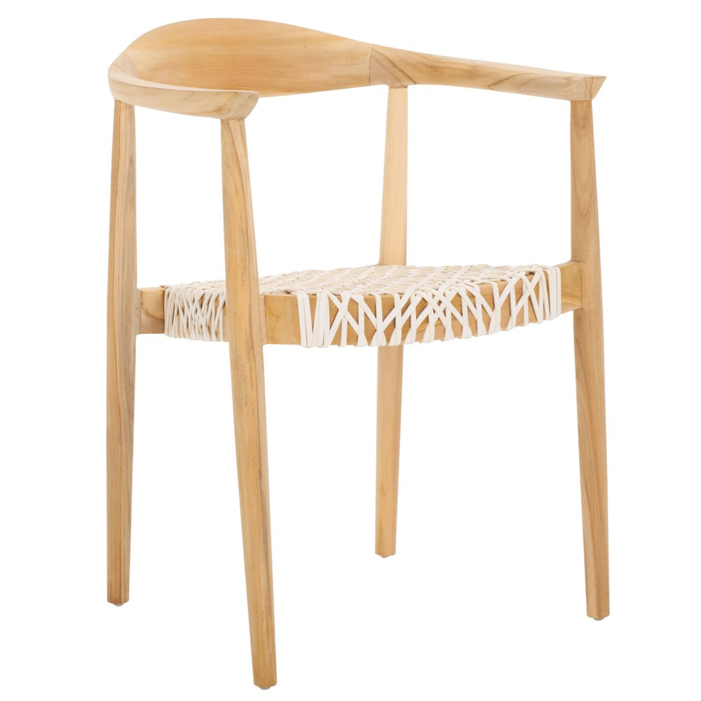 Safavieh BANDELIER Stacking Dining Chair - Modern Sculptural Design with Premium Leather and Wood Durability White / Natural DCH1216A-SET2