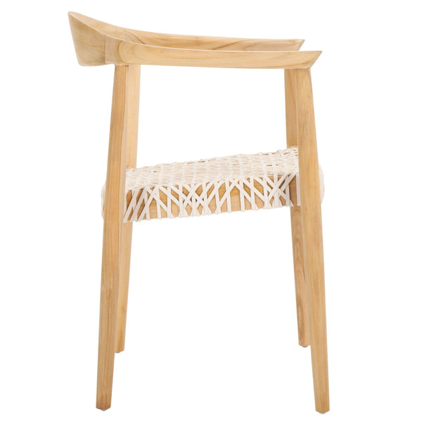 Safavieh BANDELIER Stacking Dining Chair - Modern Sculptural Design with Premium Leather and Wood Durability White / Natural DCH1216A-SET2