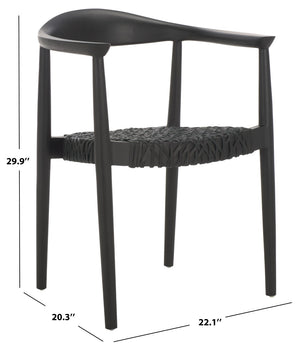 Safavieh BANDELIER Stacking Dining Chair - Modern Sculptural Design with Premium Leather and Wood Durability Black / Black DCH1216B-SET2