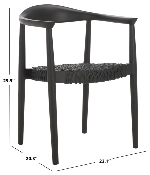Safavieh BANDELIER Stacking Dining Chair - Modern Sculptural Design with Premium Leather and Wood Durability Black / Black DCH1216B-SET2