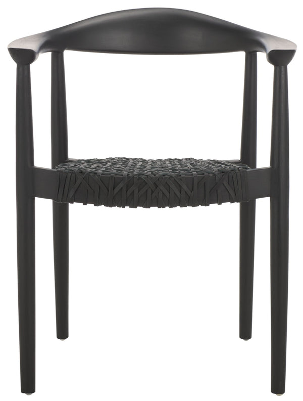 Safavieh BANDELIER Stacking Dining Chair - Modern Sculptural Design with Premium Leather and Wood Durability Black / Black DCH1216B-SET2