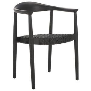 Safavieh BANDELIER Stacking Dining Chair - Modern Sculptural Design with Premium Leather and Wood Durability Black / Black DCH1216B-SET2