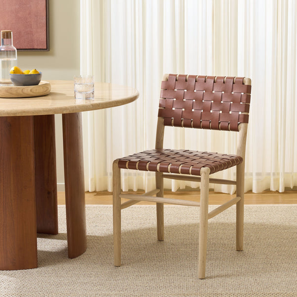Kaiber Dining Chair With Genuine Leather Seat And Solid Wood Frame — Ergonomic, Durable, Stylish