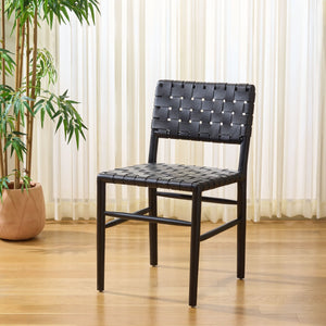 Kaiber Dining Chair With Genuine Leather Seat And Solid Wood Frame — Ergonomic, Durable, Stylish