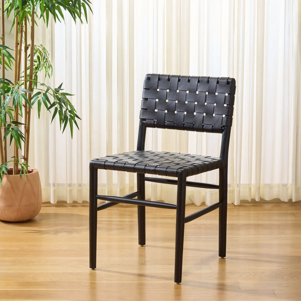 Kaiber Dining Chair With Genuine Leather Seat And Solid Wood Frame — Ergonomic, Durable, Stylish