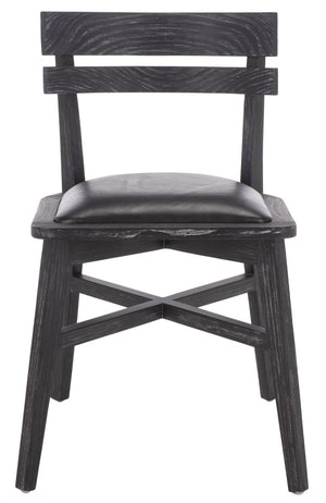 Safavieh Casper Black Wash Wood Dining Chair with Leather Seat for Modern Rooms DCH1219A