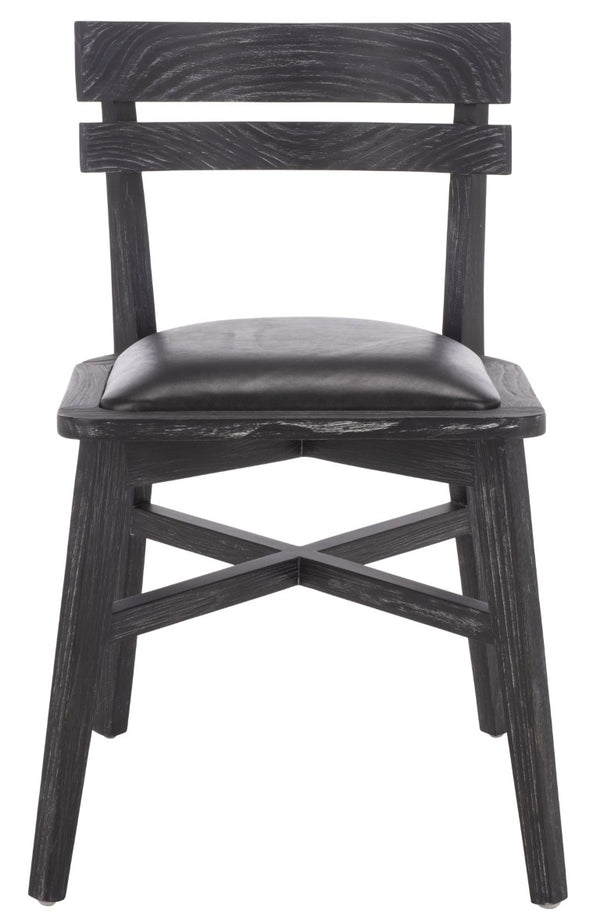 Safavieh Casper Black Wash Wood Dining Chair with Leather Seat for Modern Rooms DCH1219A
