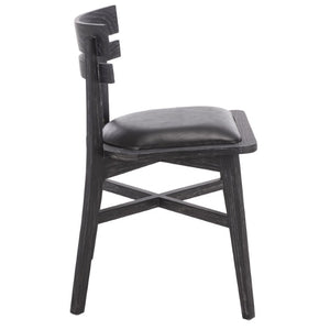 Safavieh Casper Black Wash Wood Dining Chair with Leather Seat for Modern Rooms DCH1219A