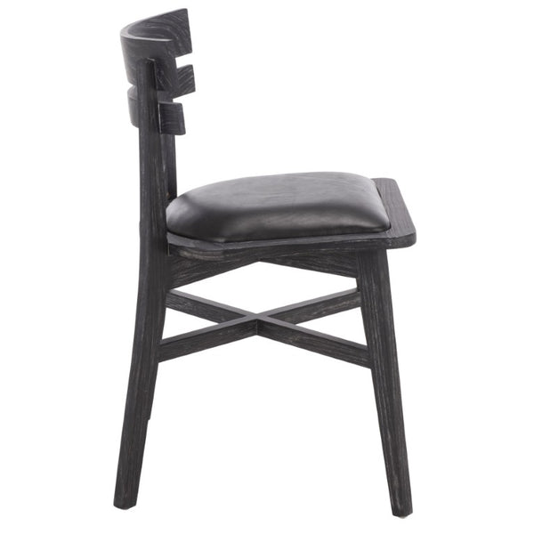 Safavieh Casper Black Wash Wood Dining Chair with Leather Seat for Modern Rooms DCH1219A