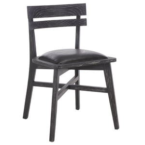 Safavieh Casper Black Wash Wood Dining Chair with Leather Seat for Modern Rooms DCH1219A