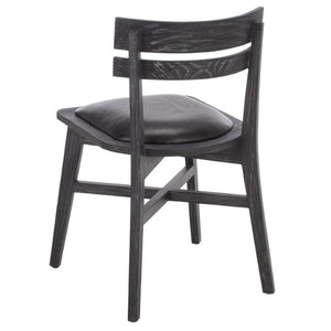 Safavieh Casper Black Wash Wood Dining Chair with Leather Seat for Modern Rooms DCH1219A
