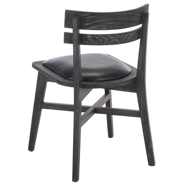 Safavieh Casper Black Wash Wood Dining Chair with Leather Seat for Modern Rooms DCH1219A