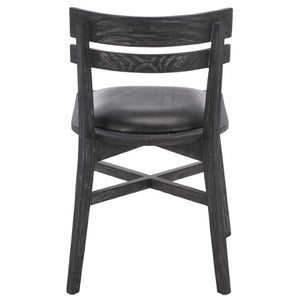 Safavieh Casper Black Wash Wood Dining Chair with Leather Seat for Modern Rooms DCH1219A