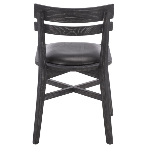 Safavieh Casper Black Wash Wood Dining Chair with Leather Seat for Modern Rooms DCH1219A