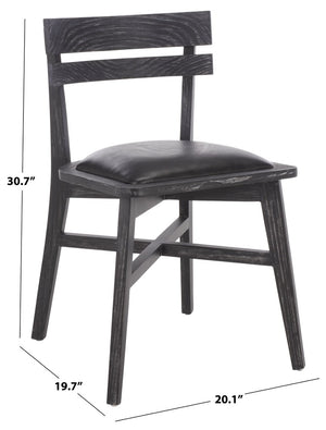 Safavieh Casper Black Wash Wood Dining Chair with Leather Seat for Modern Rooms DCH1219A