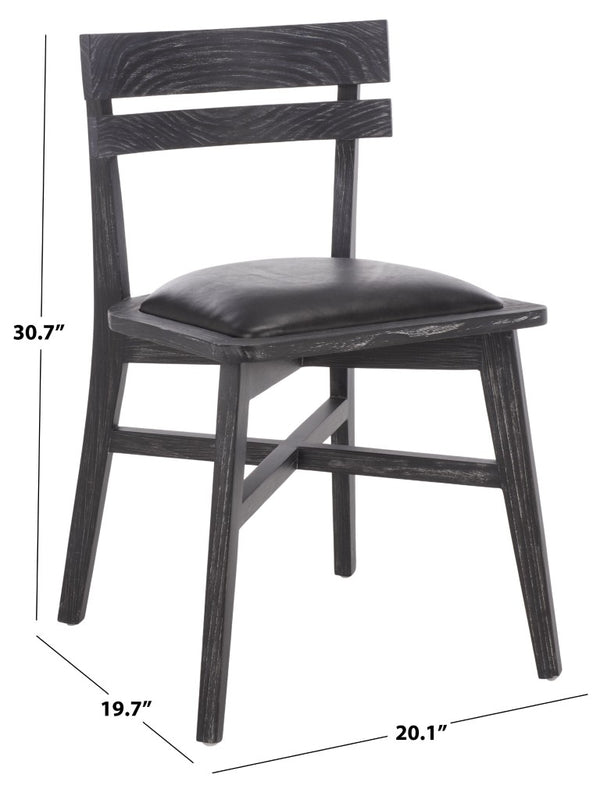 Safavieh Casper Black Wash Wood Dining Chair with Leather Seat for Modern Rooms DCH1219A