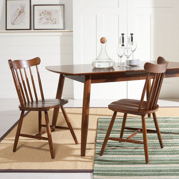 Safavieh REEVES Dining Chair Set of 2 - Elegant Walnut Spindle Back Design for Timeless Comfort & Style DCH1400A-SET2