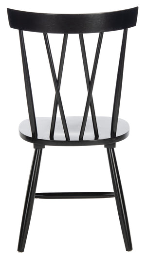 Safavieh FRIAR Dining Chair Set of Two - Timeless Windsor Design with Modern Matte Finish for Elegant Spaces Black DCH1401A-SET2