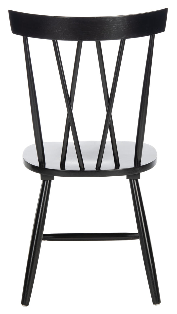 Safavieh FRIAR Dining Chair Set of Two - Timeless Windsor Design with Modern Matte Finish for Elegant Spaces Black DCH1401A-SET2