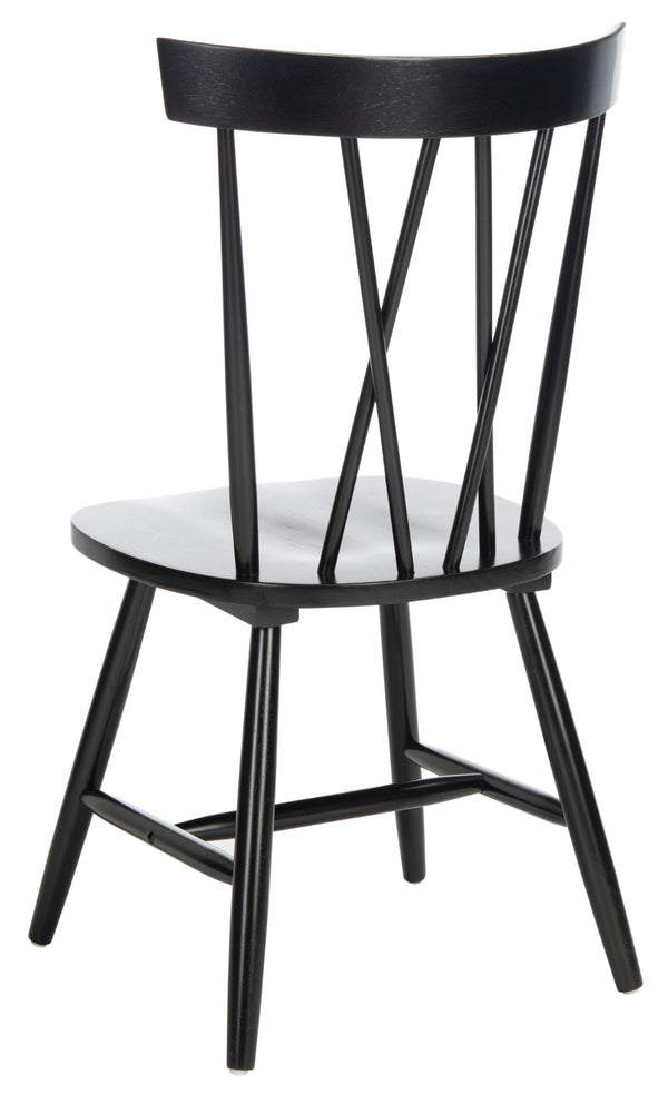 Safavieh FRIAR Dining Chair Set of Two - Timeless Windsor Design with Modern Matte Finish for Elegant Spaces Black DCH1401A-SET2
