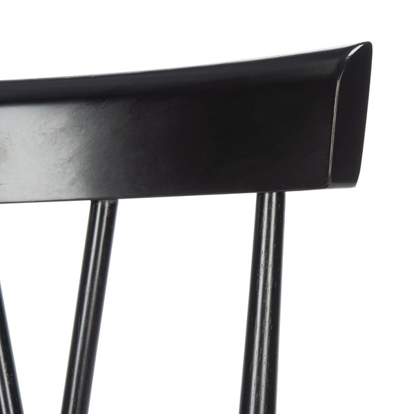 Safavieh FRIAR Dining Chair Set of Two - Timeless Windsor Design with Modern Matte Finish for Elegant Spaces Black DCH1401A-SET2