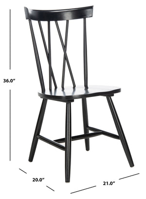 Safavieh FRIAR Dining Chair Set of Two - Timeless Windsor Design with Modern Matte Finish for Elegant Spaces Black DCH1401A-SET2