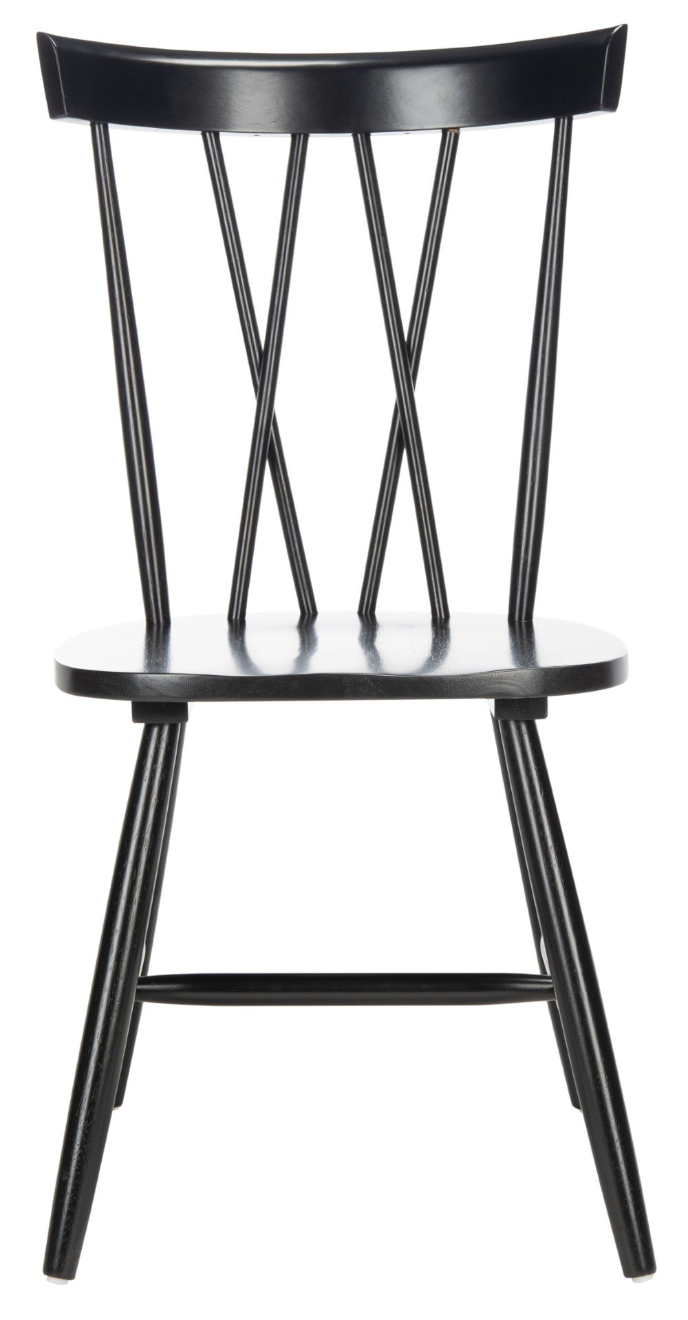 Safavieh FRIAR Dining Chair Set of Two - Timeless Windsor Design with Modern Matte Finish for Elegant Spaces Black DCH1401A-SET2