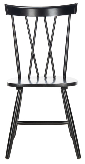 Safavieh FRIAR Dining Chair Set of Two - Timeless Windsor Design with Modern Matte Finish for Elegant Spaces Black DCH1401A-SET2