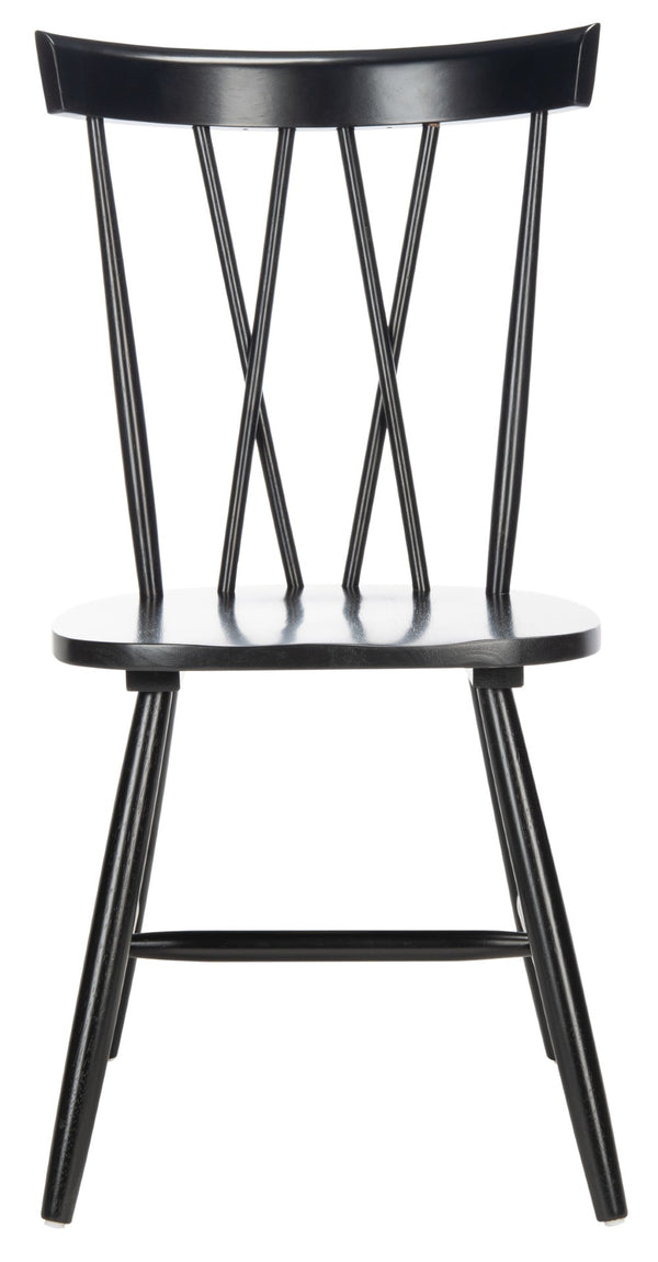 Safavieh FRIAR Dining Chair Set of Two - Timeless Windsor Design with Modern Matte Finish for Elegant Spaces Black DCH1401A-SET2