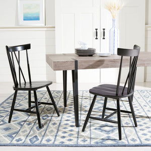 Safavieh FRIAR Dining Chair Set of Two - Timeless Windsor Design with Modern Matte Finish for Elegant Spaces Black DCH1401A-SET2