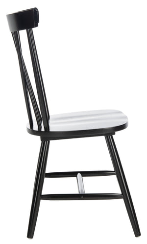 Safavieh FRIAR Dining Chair Set of Two - Timeless Windsor Design with Modern Matte Finish for Elegant Spaces Black DCH1401A-SET2