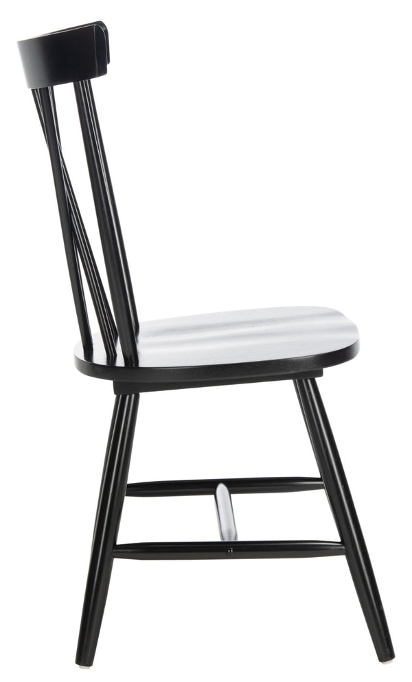 Safavieh FRIAR Dining Chair Set of Two - Timeless Windsor Design with Modern Matte Finish for Elegant Spaces Black DCH1401A-SET2