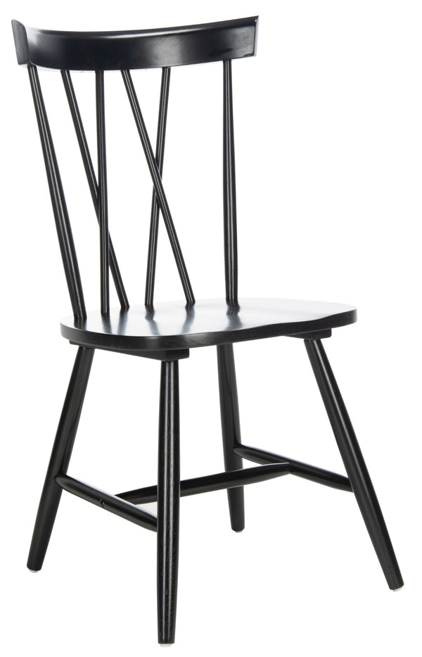 Safavieh FRIAR Dining Chair Set of Two - Timeless Windsor Design with Modern Matte Finish for Elegant Spaces Black DCH1401A-SET2